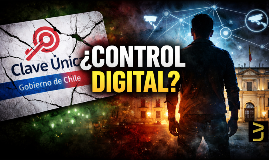 Tarjeta de Clave Única de Chile agrietada simbolizando riesgos de la identidad digital y control tecnológico del Estado