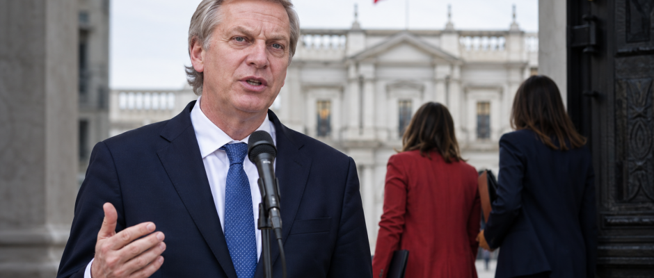 José Antonio Kast entrega declaraciones en La Moneda tras anunciar su primer cambio de gabinete.