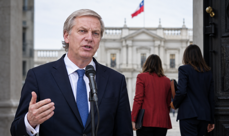 José Antonio Kast entrega declaraciones en La Moneda tras anunciar su primer cambio de gabinete.